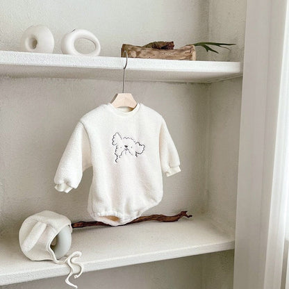 MyKids-USA® Baby Cartoon Embroidered Pattern Long Sleeve Velvet bodysuit