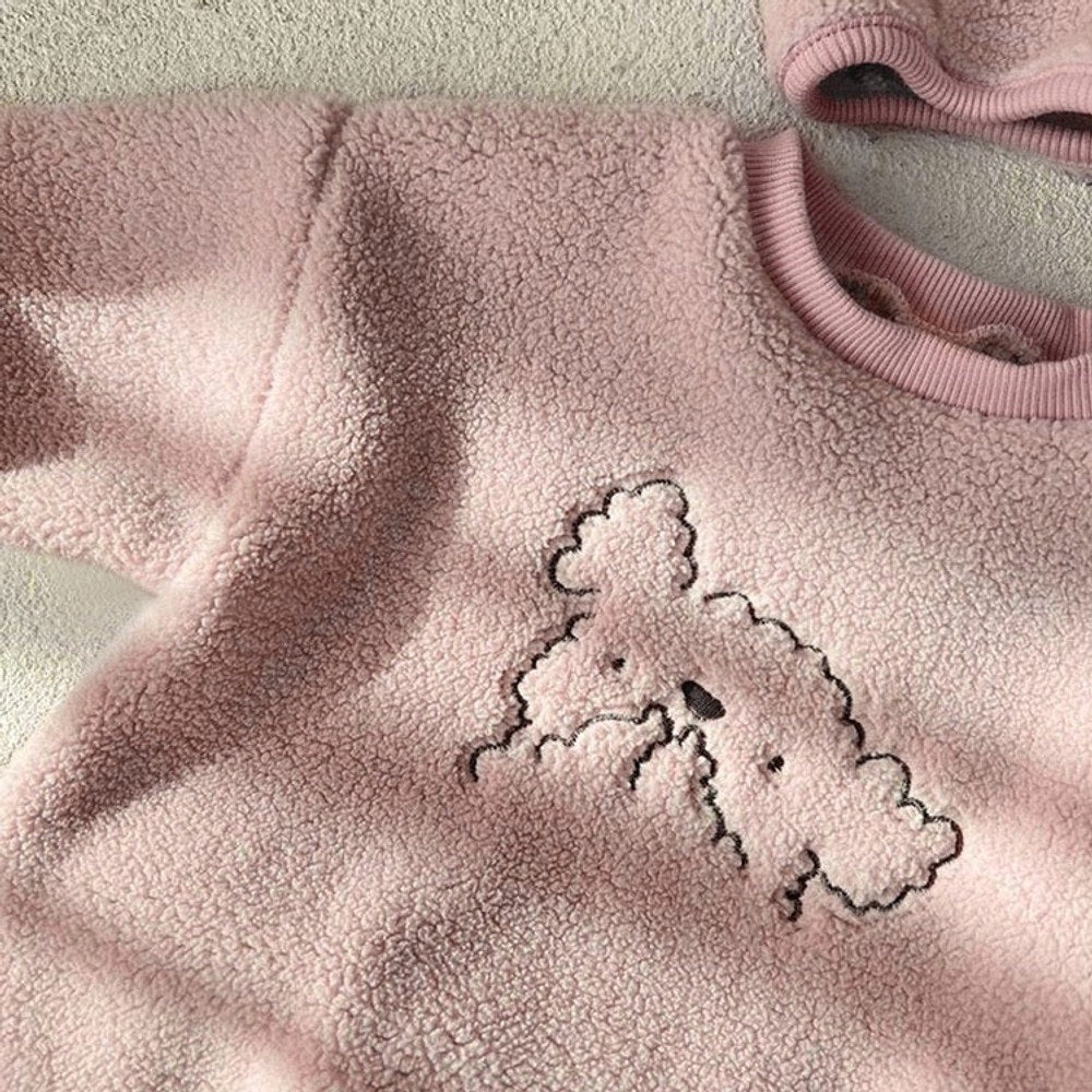 MyKids-USA® Baby Cartoon Embroidered Pattern Long Sleeve Velvet bodysuit