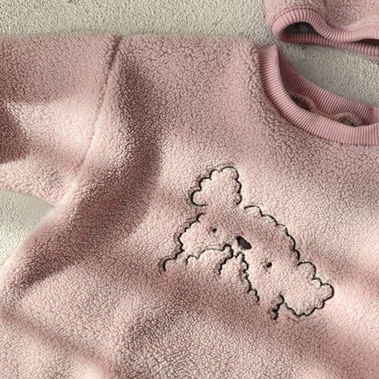 MyKids-USA® Baby Cartoon Embroidered Pattern Long Sleeve Velvet bodysuit