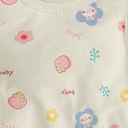 MyKids-USA® Baby Girl Cartoon Print Pattern Mesh Patchwork Design Hoodie Dress