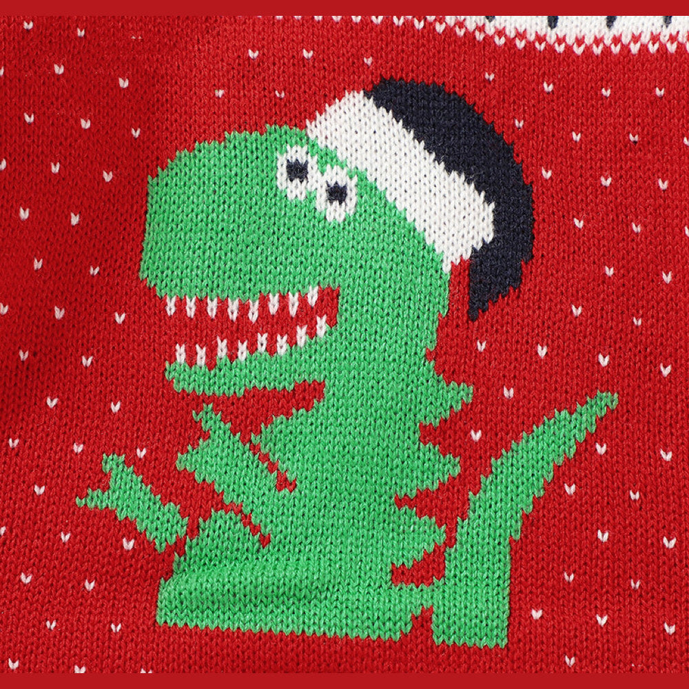 MyKids-USA® Baby Dinosaur And Dot Print Pattern Christmas Style Knit Warm Romper