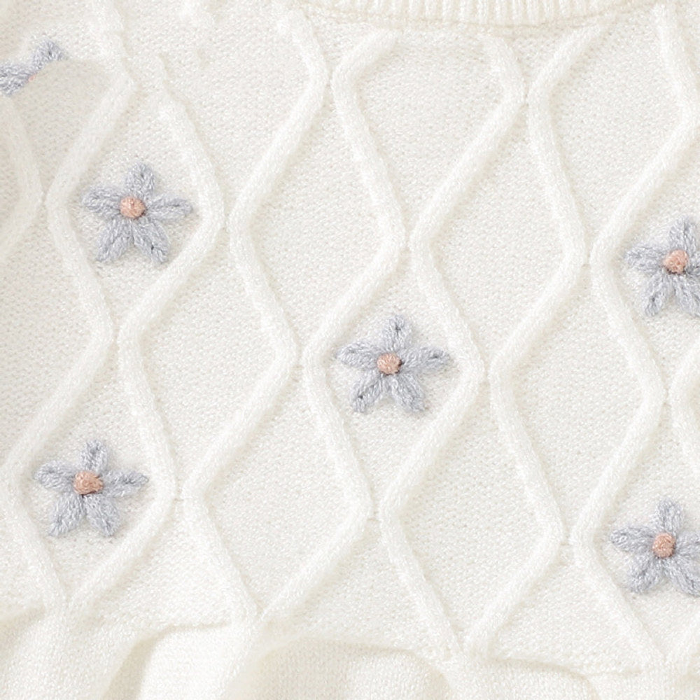 MyKids-USA® Baby Girl Flower Patched Pattern Solid Color Knitted Dress