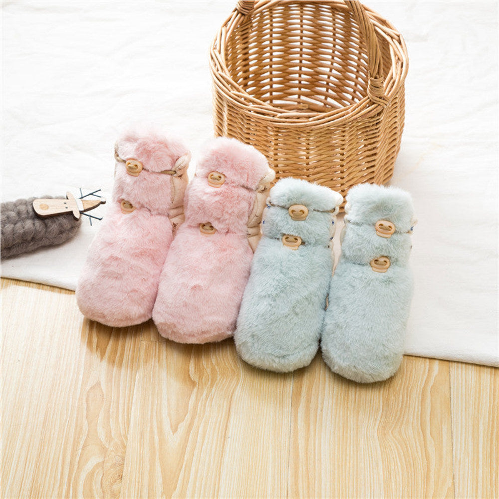 MyKids-USA® Newborn Baby Solid Color Plush Warm Shoes Outfits In