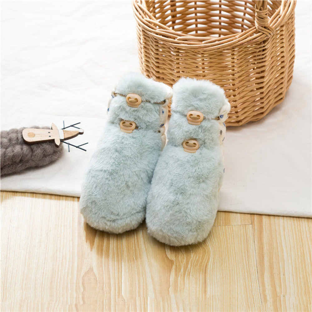 MyKids-USA® Newborn Baby Solid Color Plush Warm Shoes Outfits In