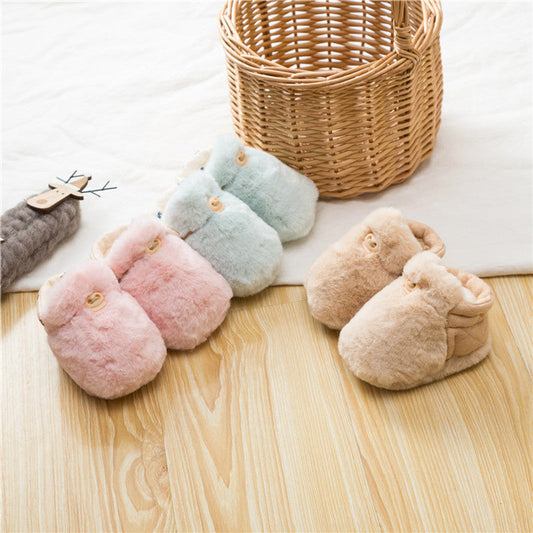 Newborn Baby Solid Color Plush Warm Shoes Outfits In Autumn & Winter