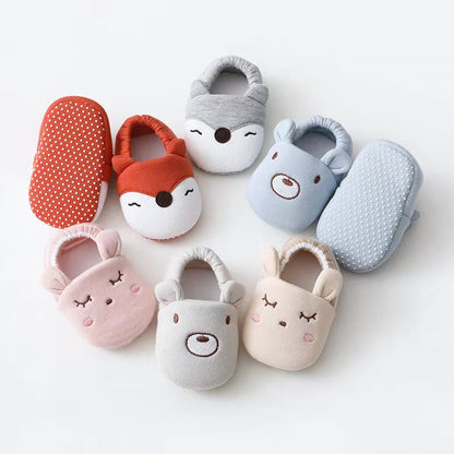 MyKids-USA® Baby Cartoon Animal Embroidered Graphic Cotton Filling Design Warm Toddle Shoes