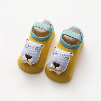 MyKids-USA® Baby 3D Cartoon Animal Patched Design Dispensing Non-Slip Lace-Up Socks Shoes