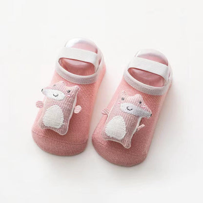 MyKids-USA® Baby 3D Cartoon Animal Patched Design Dispensing Non-Slip Lace-Up Socks Shoes