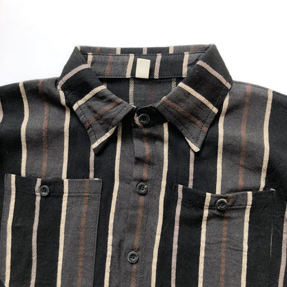 MyKids-USA® Baby Fashion Striped Pattern Lapel Design Single Breasted Shirt