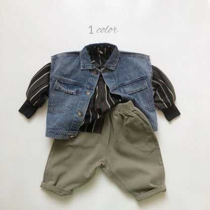 MyKids-USA® Baby Fashion Striped Pattern Lapel Design Single Breasted Shirt