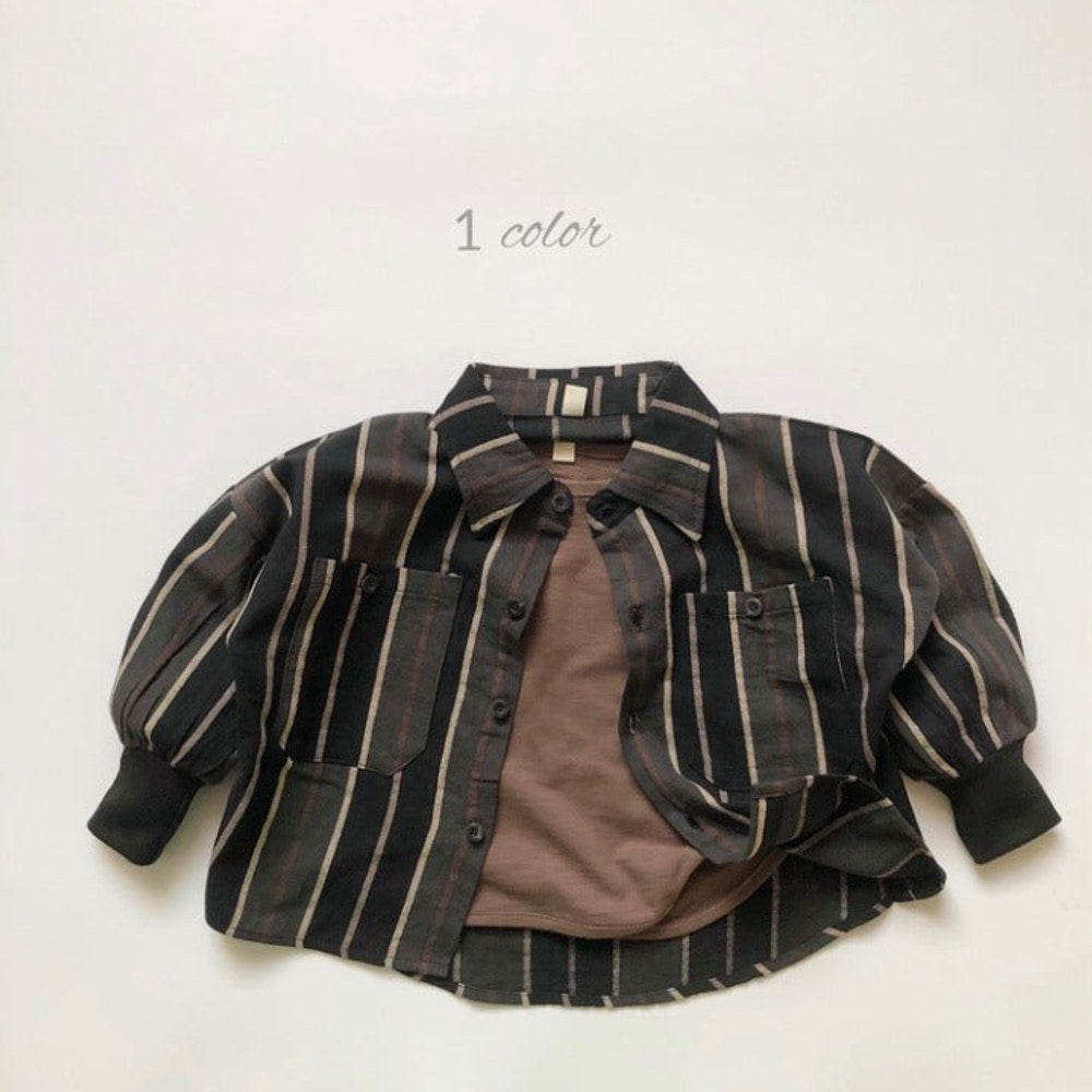 MyKids-USA® Baby Fashion Striped Pattern Lapel Design Single Breasted Shirt