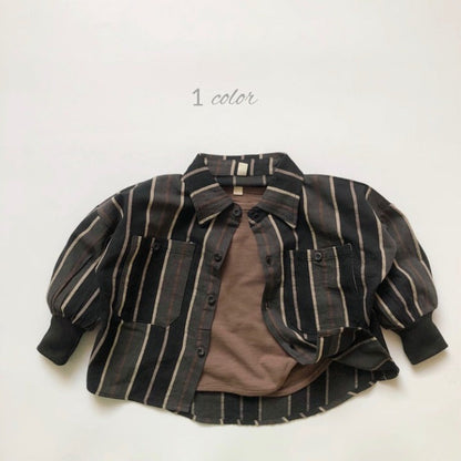 MyKids-USA® Baby Fashion Striped Pattern Lapel Design Single Breasted Shirt