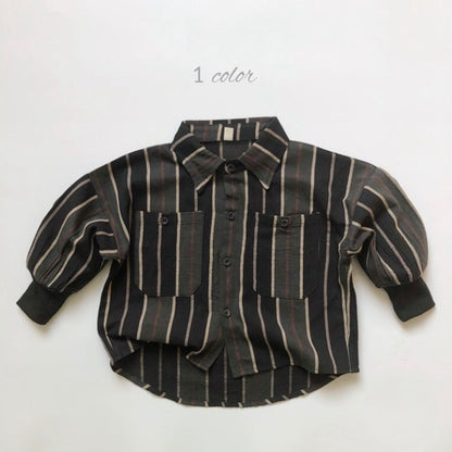 MyKids-USA® Baby Fashion Striped Pattern Lapel Design Single Breasted Shirt