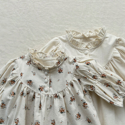 MyKids-USA® Infant Baby Sisters Clothing Romper or Dress In Autumn Outfit Wearing