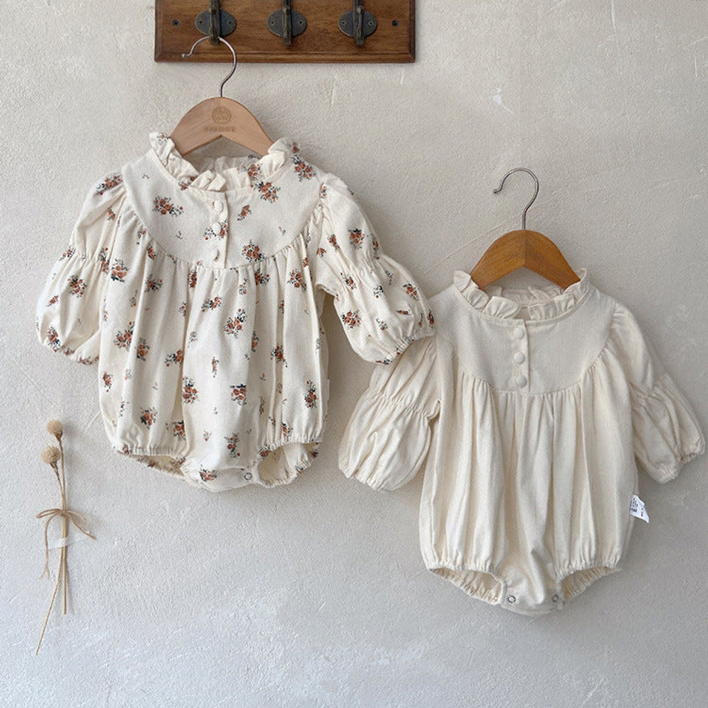 MyKids-USA® Infant Baby Sisters Clothing Romper or Dress In Autumn Outfit Wearing
