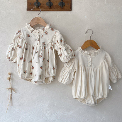 MyKids-USA® Infant Baby Sisters Clothing Romper or Dress In Autumn Outfit Wearing
