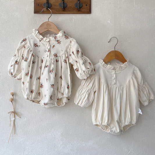MyKids-USA® Infant Baby Sisters Clothing Romper or Dress In Autumn Outfit Wearing