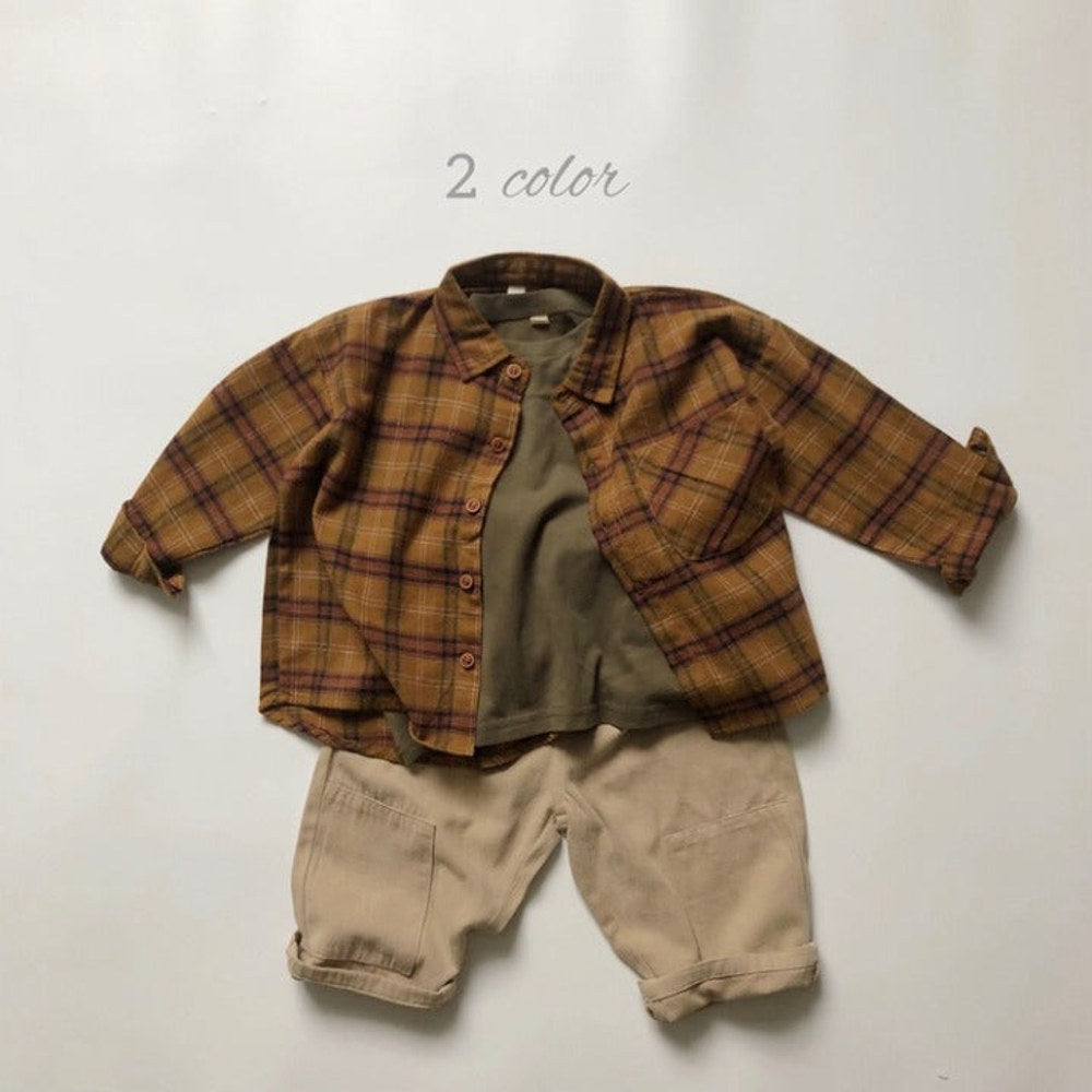 MyKids-USA® Baby Plaid Pattern Vintage Style Lapel Design Shirt