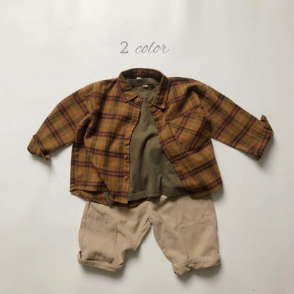 MyKids-USA® Baby Plaid Pattern Vintage Style Lapel Design Shirt