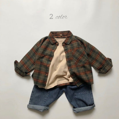 MyKids-USA® Baby Plaid Pattern Vintage Style Lapel Design Shirt