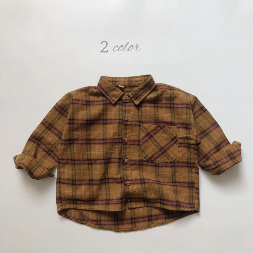 MyKids-USA® Baby Plaid Pattern Vintage Style Lapel Design Shirt