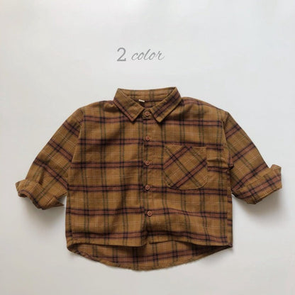 MyKids-USA® Baby Plaid Pattern Vintage Style Lapel Design Shirt