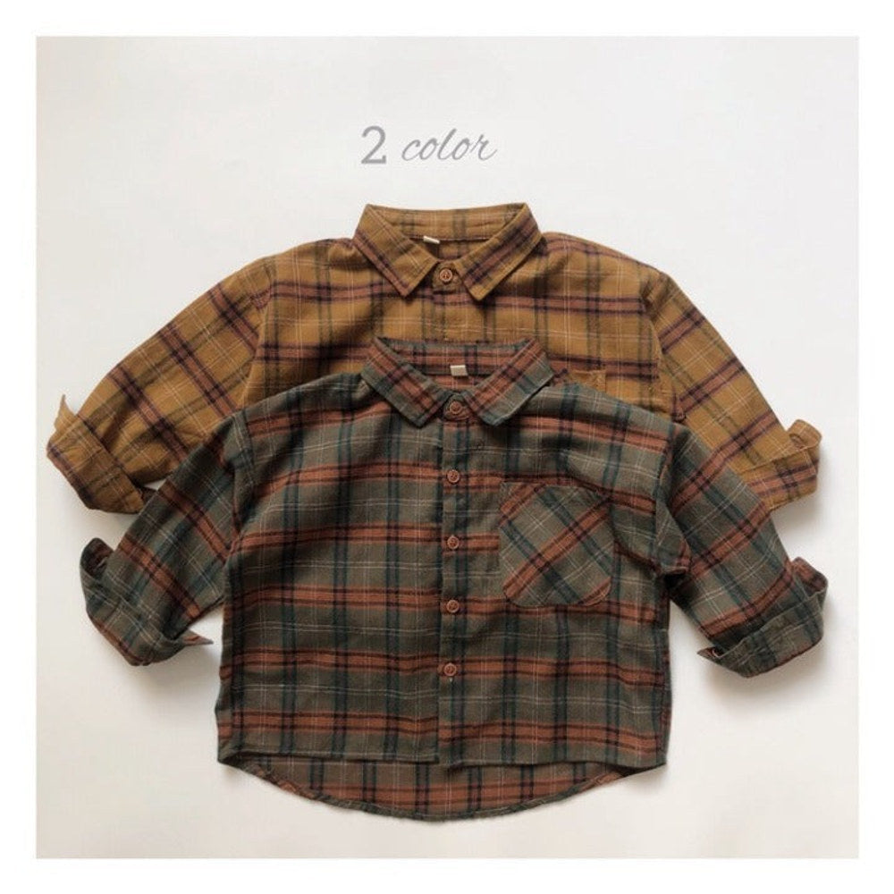 MyKids-USA® Baby Plaid Pattern Vintage Style Lapel Design Shirt