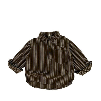 MyKids-USA® Baby Striped Pattern Quarter Button Design Latest Lapel Shirt