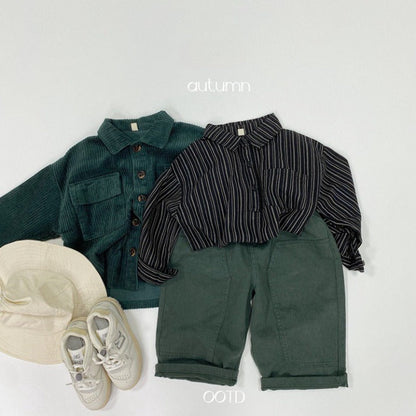 MyKids-USA® Baby Striped Pattern Quarter Button Design Latest Lapel Shirt