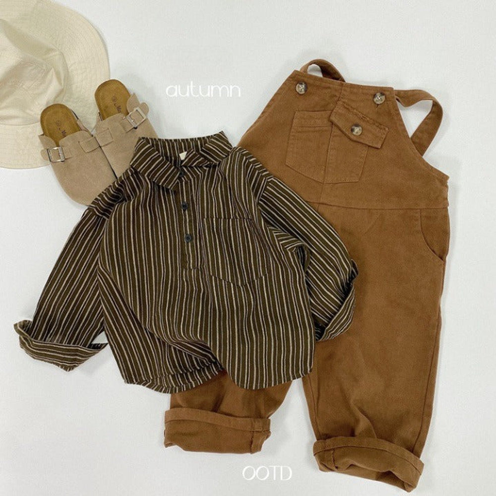 MyKids-USA® Baby Striped Pattern Quarter Button Design Latest Lapel Shirt
