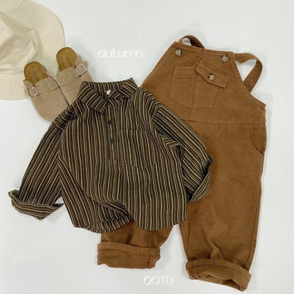 MyKids-USA® Baby Striped Pattern Quarter Button Design Latest Lapel Shirt