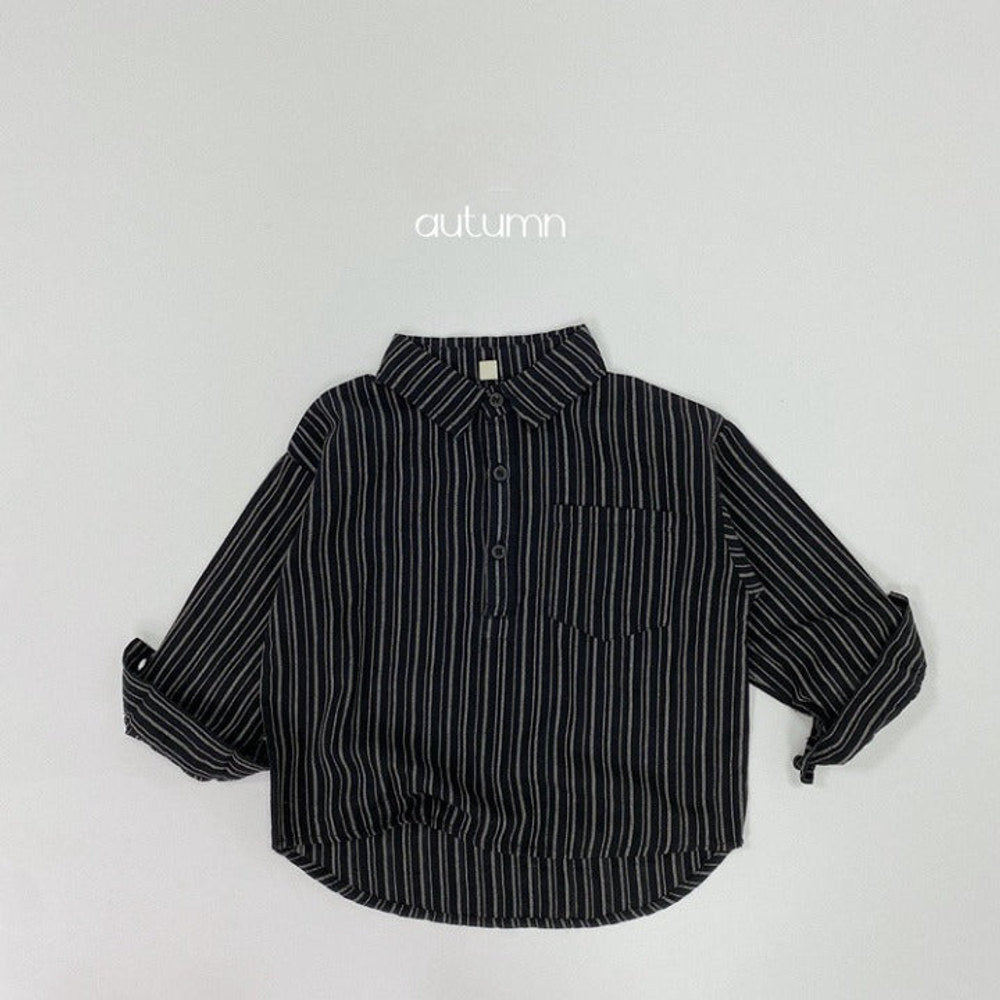 MyKids-USA® Baby Striped Pattern Quarter Button Design Latest Lapel Shirt