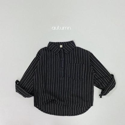 MyKids-USA® Baby Striped Pattern Quarter Button Design Latest Lapel Shirt