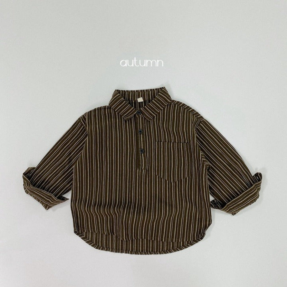MyKids-USA® Baby Striped Pattern Quarter Button Design Latest Lapel Shirt