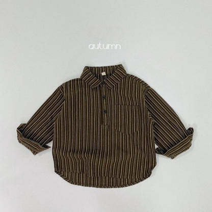 MyKids-USA® Baby Striped Pattern Quarter Button Design Latest Lapel Shirt