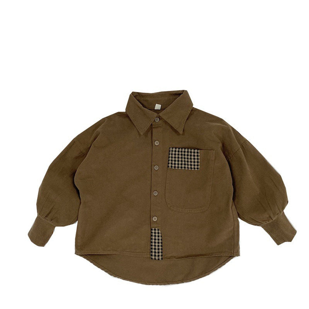 MyKids-USA® Baby Solid Color Plaid Patched Design Quality Personalized Cardigan Jacket