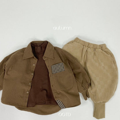 MyKids-USA® Baby Solid Color Plaid Patched Design Quality Personalized Cardigan Jacket
