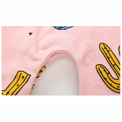 MyKids-USA® Baby Cactus & Dot Pattern Long Sleeves O-Neck Cotton Jumpsuit