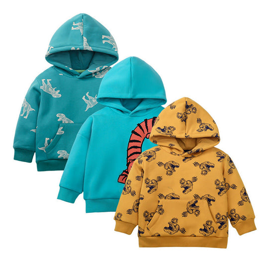 MyKids-USA® Baby Boy 1pcs Cartoon Animal Pattern Composite One Piece Fleece Sweatshirt