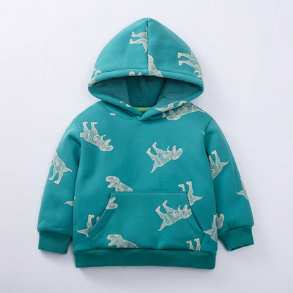 MyKids-USA® Baby Boy 1pcs Cartoon Animal Pattern Composite One Piece Fleece Sweatshirt