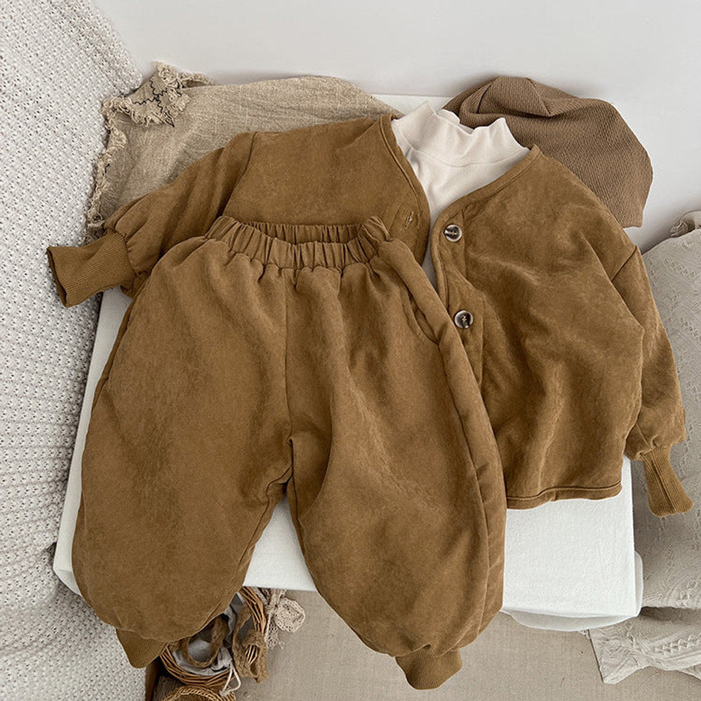 MyKids-USA® Baby Solid Color Thickened Lambswool Drawstring Casual Trousers