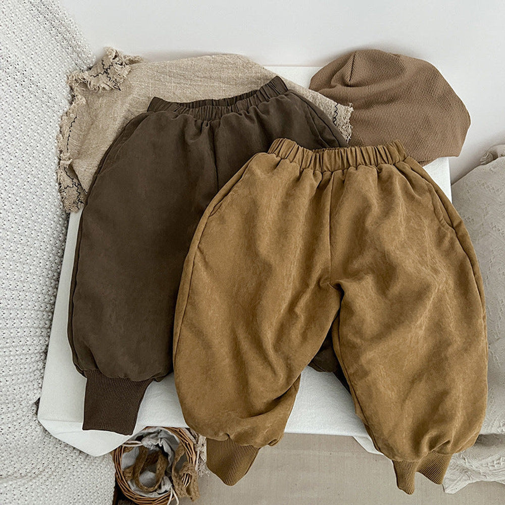 MyKids-USA® Baby Solid Color Thickened Lambswool Drawstring Casual Trousers