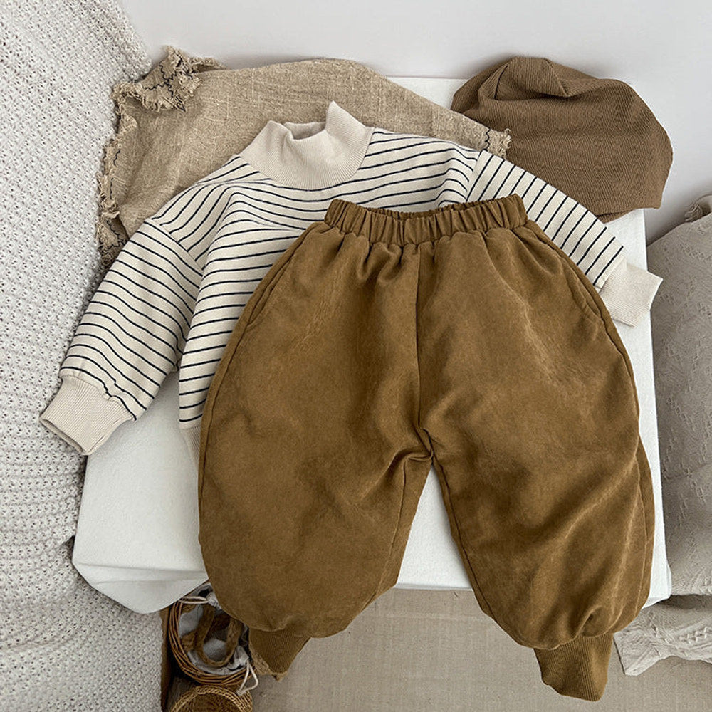 MyKids-USA® Baby Solid Color Thickened Lambswool Drawstring Casual Trousers