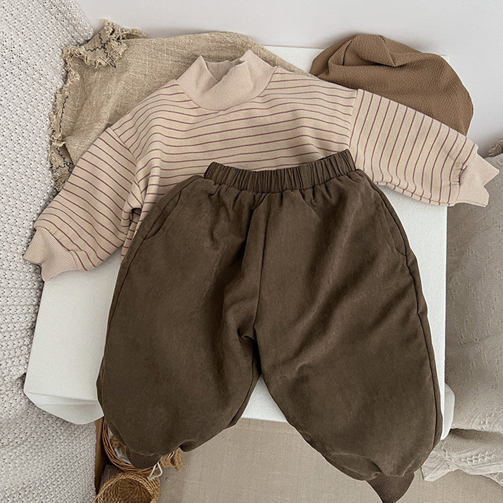 MyKids-USA® Baby Solid Color Thickened Lambswool Drawstring Casual Trousers