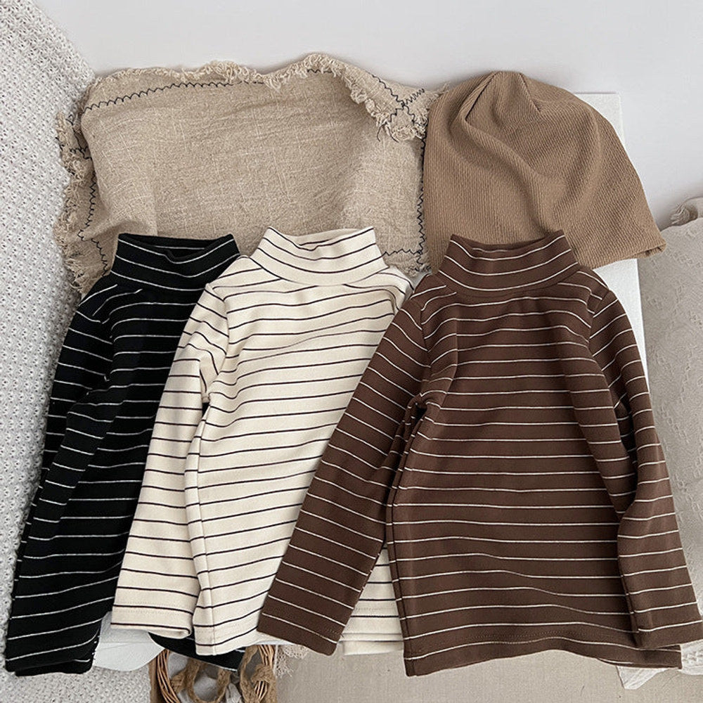 MyKids-USA® Baby Striped Pattern High Turtle Nack Soft Cotton Comfy Shirt