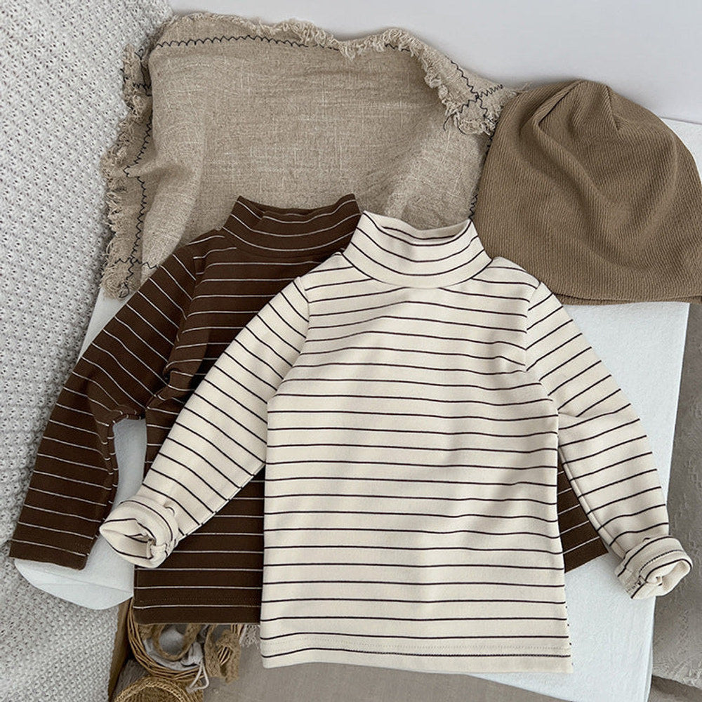 MyKids-USA® Baby Striped Pattern High Turtle Nack Soft Cotton Comfy Shirt
