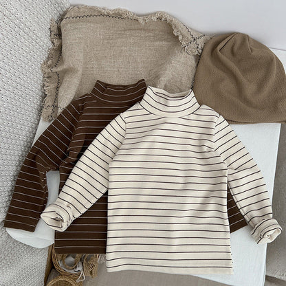 MyKids-USA® Baby Striped Pattern High Turtle Nack Soft Cotton Comfy Shirt