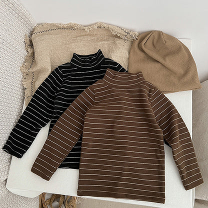 MyKids-USA® Baby Striped Pattern High Turtle Nack Soft Cotton Comfy Shirt