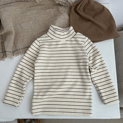 MyKids-USA® Baby Striped Pattern High Turtle Nack Soft Cotton Comfy Shirt