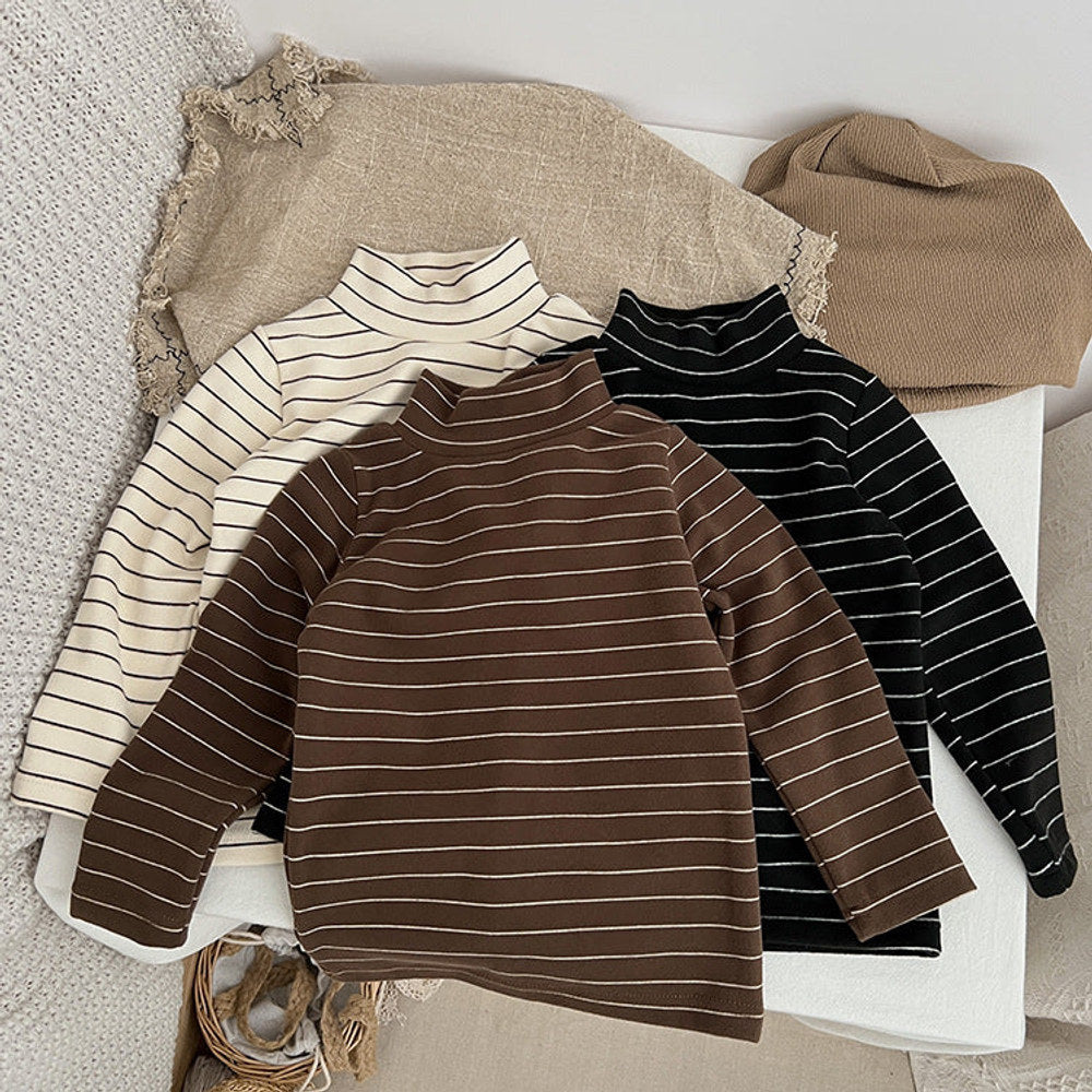 MyKids-USA® Baby Striped Pattern High Turtle Nack Soft Cotton Comfy Shirt